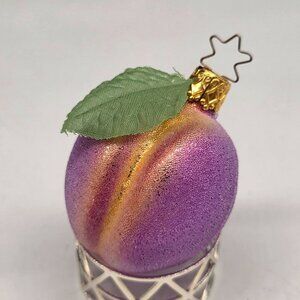Inge Glas Sugar Coated Plum German Glass Christmas Ornament Purple 2"